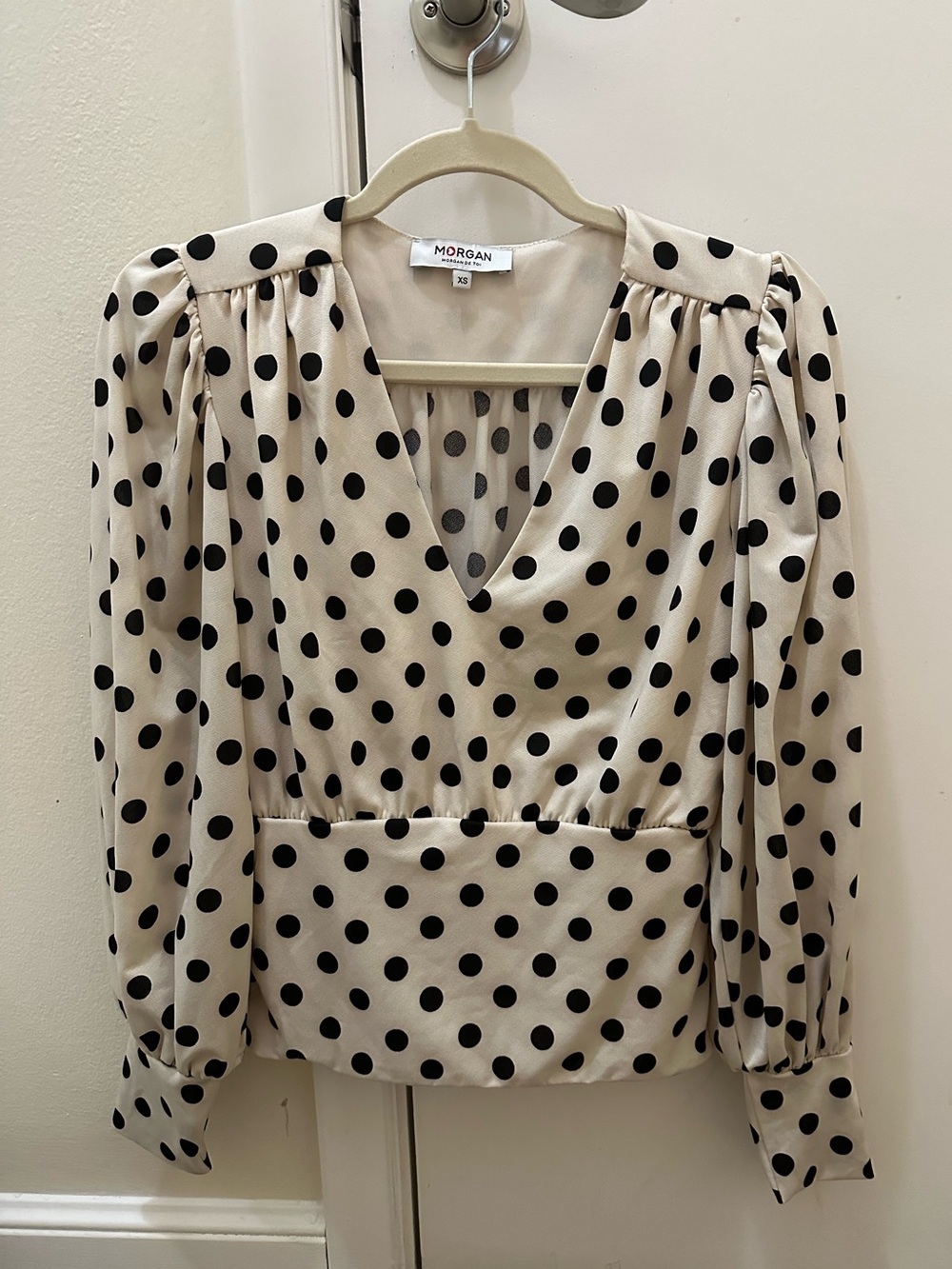 Morgan De Toi Polka Dot Long Sleeve Blouse Top